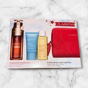 Clarins Double Serum Light Set with red pouch BRAND NEW!